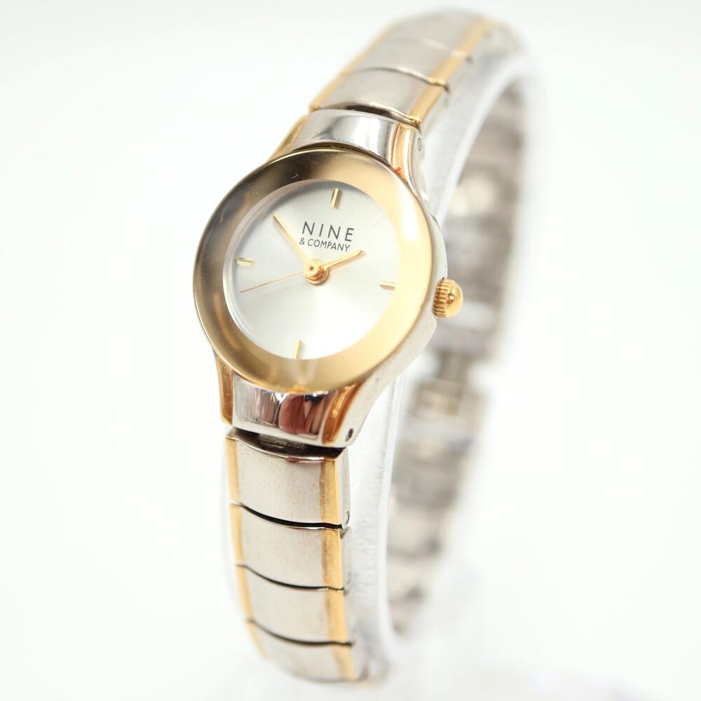 Nine & Co. Two Tone Womens Watch 20mm Gold Silver Tone Bracelet w New Battery